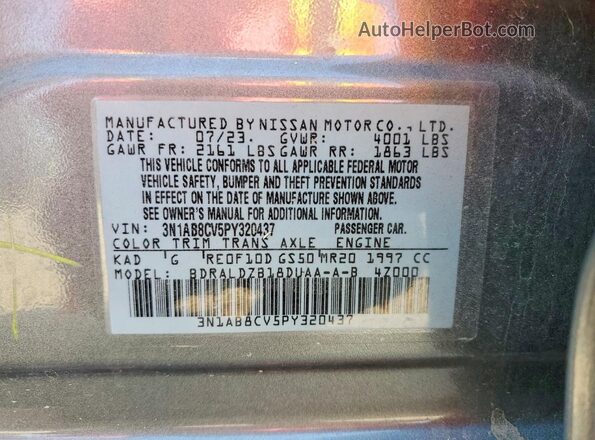 3N1AB8CV5PY320437 2023 NISSAN SENTRA Gray Շարժիչի բաժամունքի տեսք