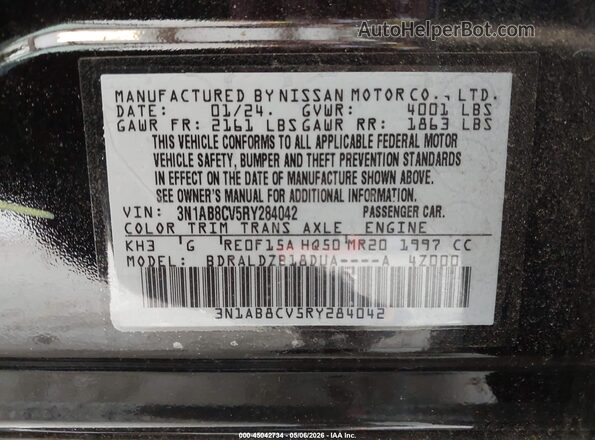 3N1AB8CV5RY284042 2024 NISSAN SENTRA Black Vista del compartimento del motor