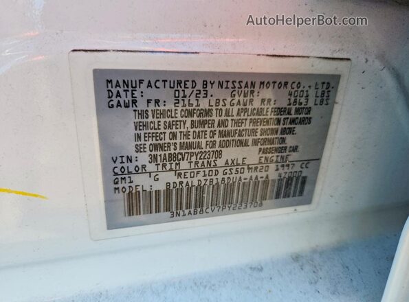 3N1AB8CV7PY223708 2023 NISSAN SENTRA White Вид підкапотного простору