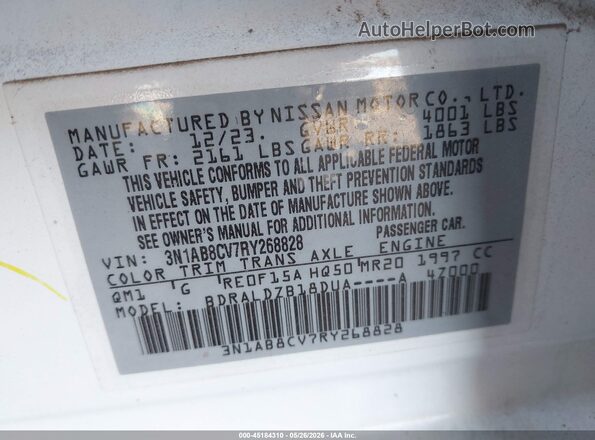 3N1AB8CV7RY268828 2024 NISSAN SENTRA Белый Вид подкапотного пространства