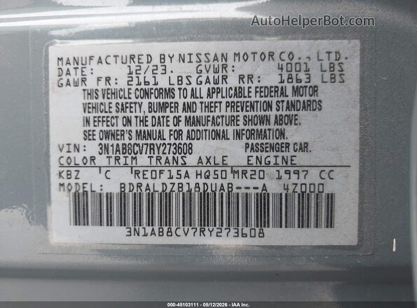 3N1AB8CV7RY273608 2024 NISSAN SENTRA Серый Вид подкапотного пространства
