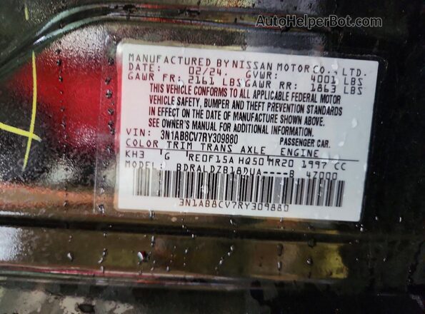 3N1AB8CV7RY309880 2024 NISSAN SENTRA Black ძრავის განყოფილების ხედი