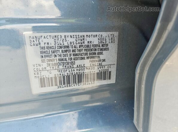 3N1AB8CV7SY381653 2025 NISSAN SENTRA Gray ძრავის განყოფილების ხედი