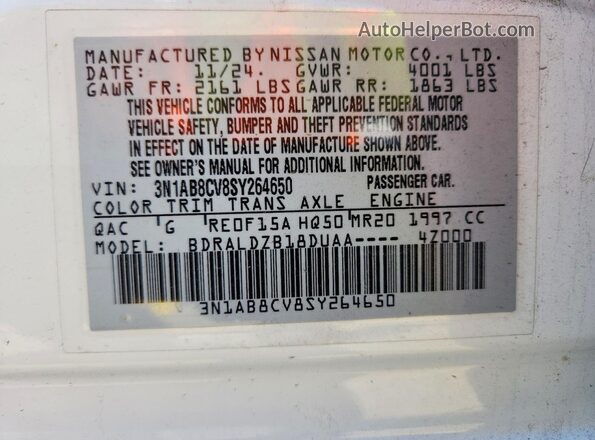 3N1AB8CV8SY264650 2025 NISSAN SENTRA White Widok komory silnika