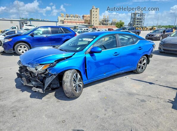 3N1AB8CV9MY270184 2021 NISSAN SENTRA Синий Передняя левая четверть