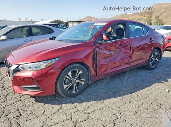 3N1AB8CVXMY226582 2021 NISSAN SENTRA Maroon Vista tres cuartos delantera izquierda