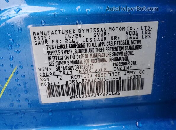 3N1AB8DV0RY376125 2024 NISSAN SENTRA Blue Vista del compartimento del motor