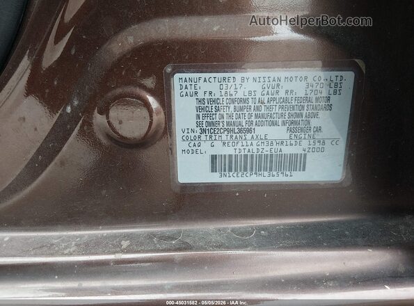 3N1CE2CP9HL365961 2017 NISSAN VERSA NOTE Коричневый Вид подкапотного пространства