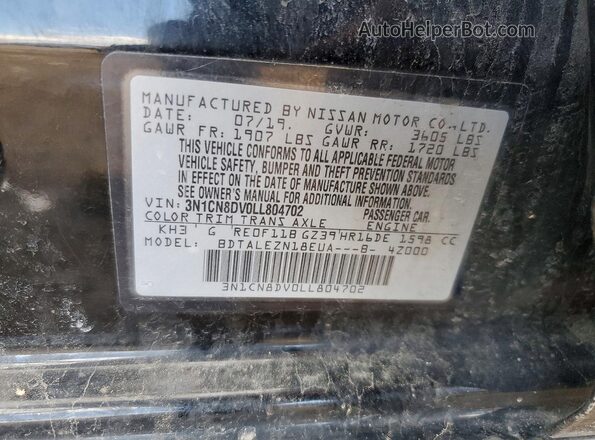 3N1CN8DV0LL804702 2020 NISSAN VERSA Черный Вид подкапотного пространства