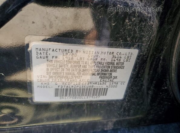 3N1CP5BV0LL579127 2020 NISSAN KICKS Black Вид підкапотного простору