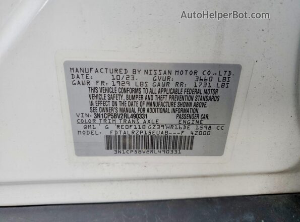3N1CP5BV2RL490331 2024 NISSAN KICKS White Շարժիչի բաժամունքի տեսք
