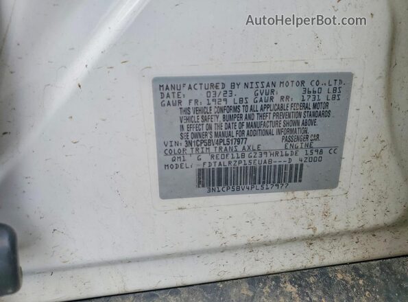 3N1CP5BV4PL517977 2023 NISSAN KICKS White VIN sticker view
