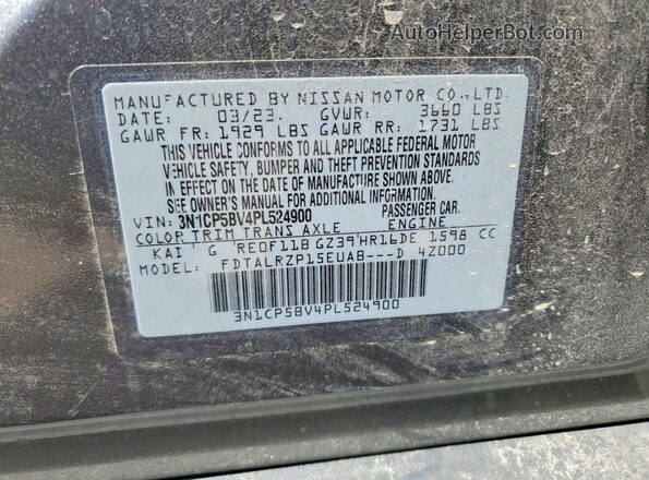 3N1CP5BV4PL524900 2023 NISSAN KICKS Charcoal Widok wnętrza 360 stopni