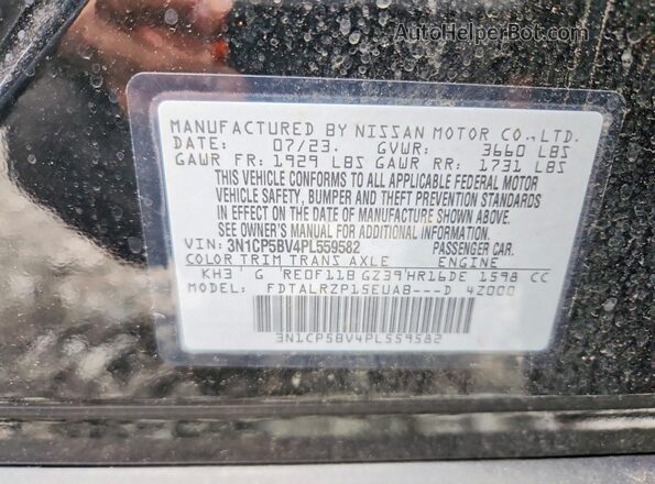 3N1CP5BV4PL559582 2023 NISSAN KICKS Black Вид наклейки з VIN-кодом