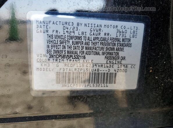 3N1CP5BV5PL532116 2023 NISSAN KICKS Черный Вид подкапотного пространства