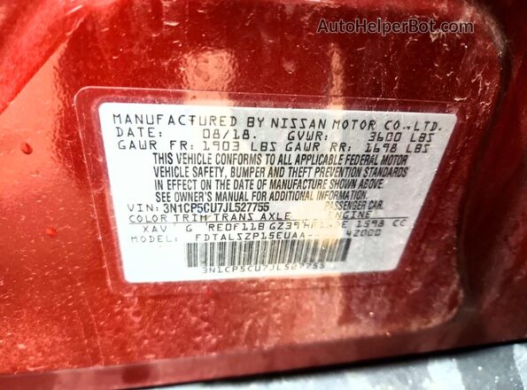 3N1CP5CU7JL527755 2018 NISSAN KICKS Красный Панорамный вид салона 360°