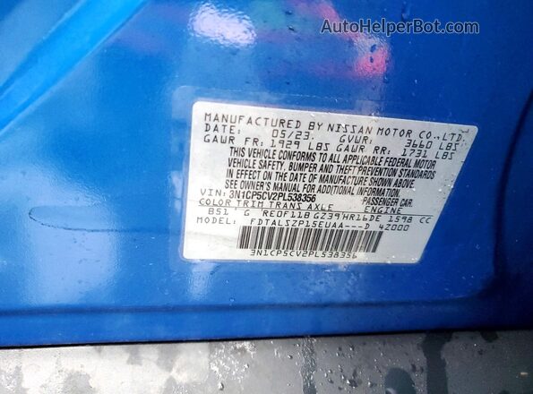 3N1CP5CV2PL538356 2023 NISSAN KICKS Blue Շարժիչի բաժամունքի տեսք