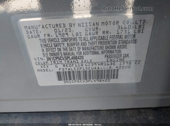 3N1CP5CV3PL498420 2023 NISSAN KICKS Gray Vista del compartimento del motor