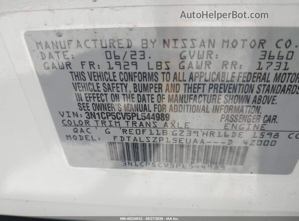 3N1CP5CV5PL544989 2023 NISSAN KICKS White ძრავის განყოფილების ხედი