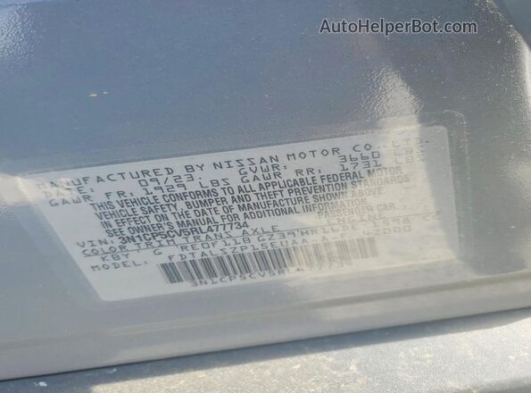 3N1CP5CV5RL477734 2024 NISSAN KICKS Серый Вид наклейки с VIN-кодом