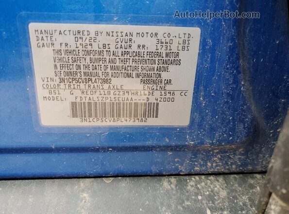 3N1CP5CV8PL473982 2023 NISSAN KICKS Синий Панорамный вид салона 360°