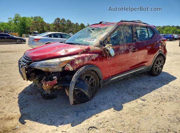 3N1CP5DV3ML487766 2021 NISSAN KICKS Red Առջևի ձախ երեք քառորդ տեսարան