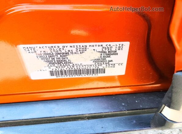 3N1CP5DV9PL497531 2023 NISSAN KICKS Оранжевый Вид наклейки с VIN-кодом