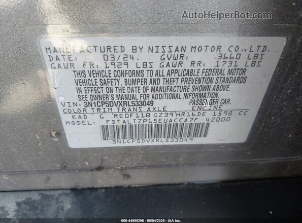 3N1CP5DVXRL533049 2024 NISSAN KICKS Gray Widok komory silnika