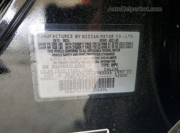3N8AP6CA3SL306806 2025 NISSAN KICKS Black Вид підкапотного простору