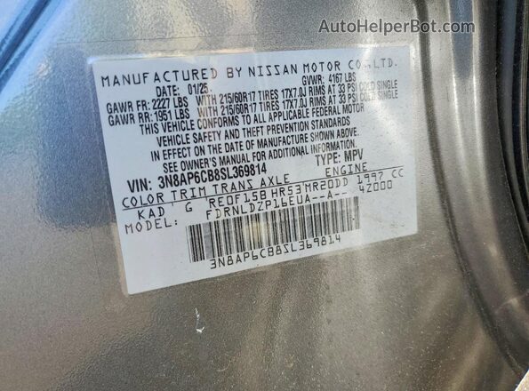 3N8AP6CB8SL369814 2025 NISSAN KICKS Gray Widok naklejki z numerem VIN