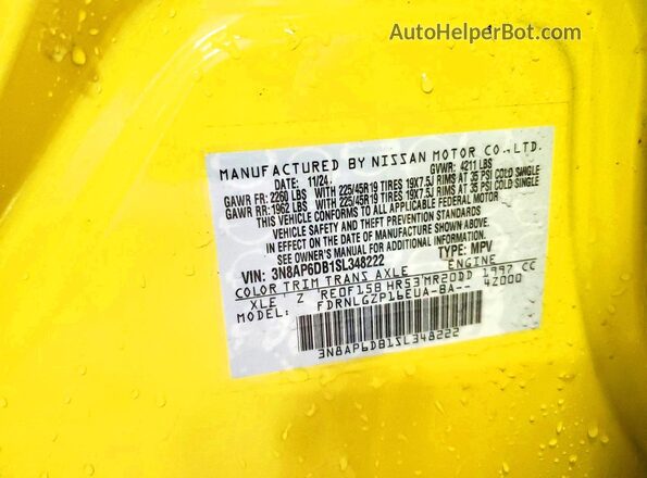 3N8AP6DB1SL348222 2025 NISSAN KICKS Yellow Շարժիչի բաժամունքի տեսք