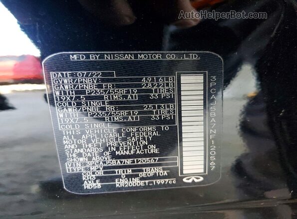 3PCAJ5BA7NF120567 2022 INFINITI QX50 Black Շարժիչի բաժամունքի տեսք