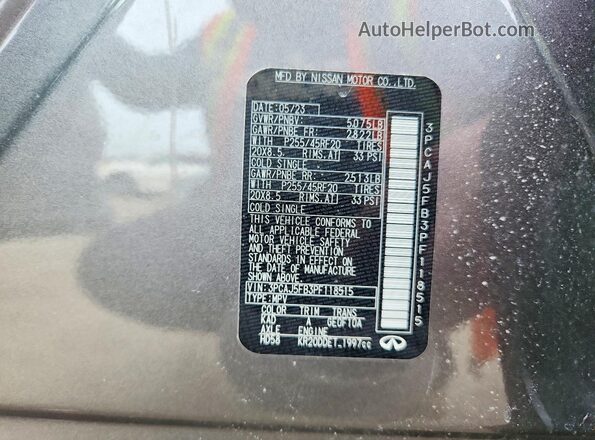 3PCAJ5FB3PF118515 2023 INFINITI QX50 Серый Вид наклейки с VIN-кодом