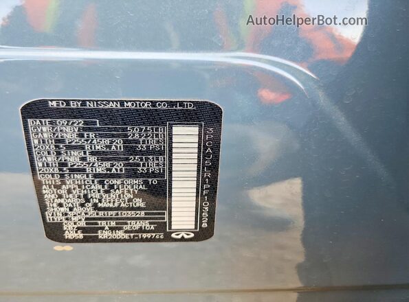 3PCAJ5LR1PF103528 2023 INFINITI QX55 Blue VIN კოდის სტიკერის ხედი