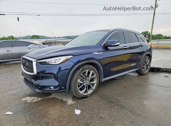 3PCAJ5M10KF145240 2019 INFINITI QX50 Синий Передняя левая четверть