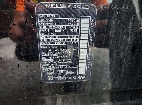3PCAJ5M38LF106642 2020 INFINITI QX50 Черный Панорамный вид салона 360°