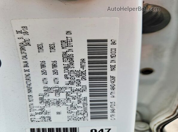 3TMCZ5ANXKM201866 2019 TOYOTA TACOMA White Vista del compartimento del motor