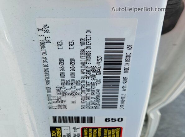 3TMLB5JN1RM061740 2024 TOYOTA TACOMA White Vista de la etiqueta del VIN