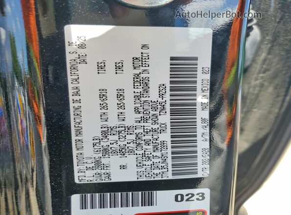 3TMLB5JN4SM172899 2025 TOYOTA TACOMA Black VIN კოდის სტიკერის ხედი