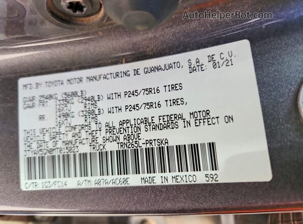 3TYAX5GN0MT015023 2021 TOYOTA TACOMA Silver Vista del compartimento del motor
