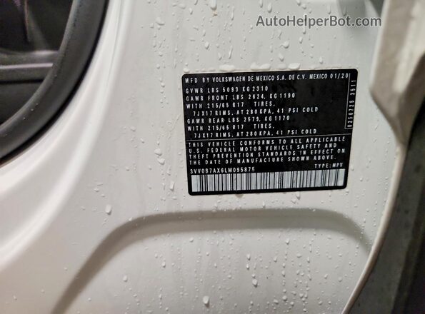 3VV0B7AX6LM095875 2020 VOLKSWAGEN TIGUAN White სალონის 360-გრადუსიანი ხედი