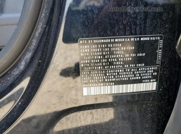 3VV1B7AX2KM116109 2019 VOLKSWAGEN TIGUAN Black Widok naklejki z numerem VIN
