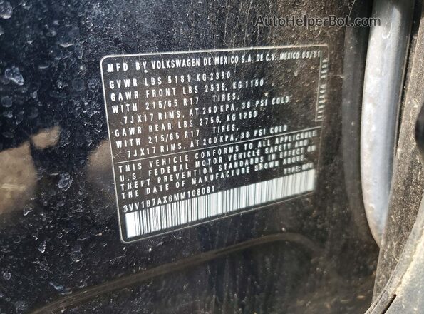 3VV1B7AX6MM108081 2021 VOLKSWAGEN TIGUAN Черный Вид подкапотного пространства
