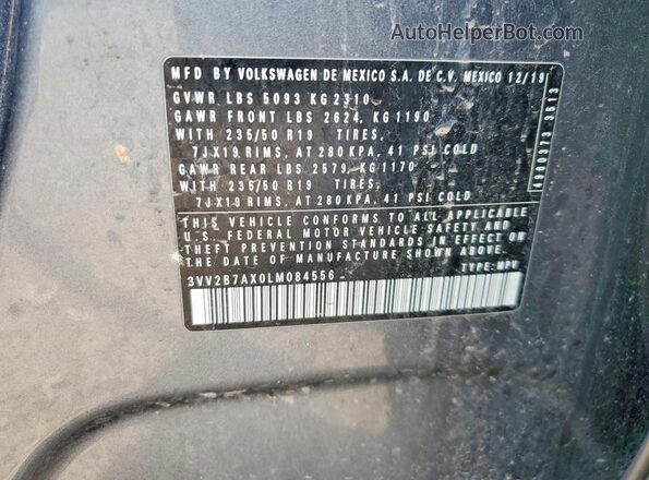 3VV2B7AX0LM084556 2020 VOLKSWAGEN TIGUAN Серый Вид наклейки с VIN-кодом
