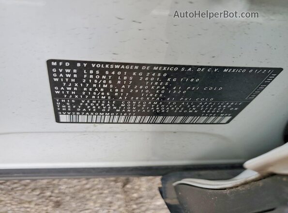 3VV2B7AX0MM071677 2021 VOLKSWAGEN TIGUAN White Vista de la etiqueta del VIN