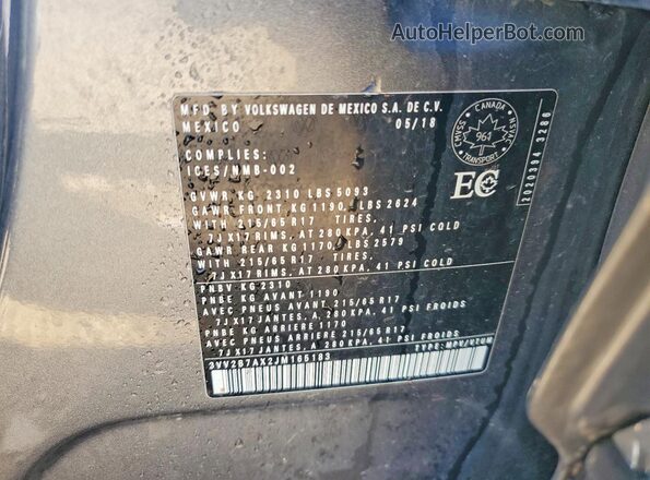 3VV2B7AX2JM165183 2018 VOLKSWAGEN TIGUAN Серый Вид подкапотного пространства