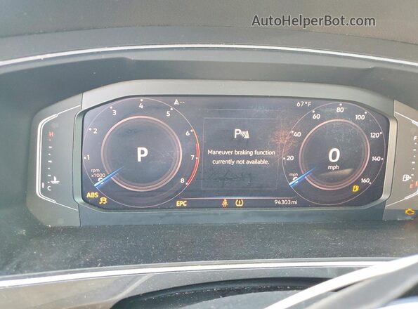 3VV3B7AX4KM110563 2019 VOLKSWAGEN TIGUAN Silver Вид щитка приладів