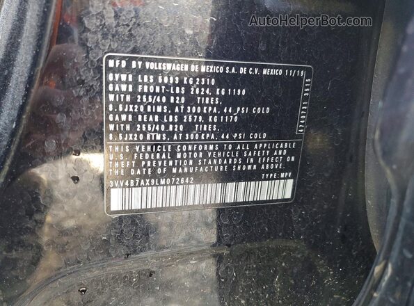 3VV4B7AX9LM072642 2020 VOLKSWAGEN TIGUAN Black Вид наклейки з VIN-кодом
