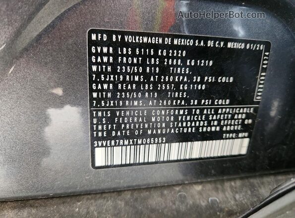 3VVER7RMXTM065953 2026 VOLKSWAGEN TIGUAN Gray Вид наклейки з VIN-кодом