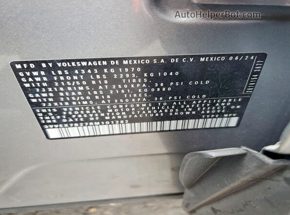 3VVEX7B27RM101282 2024 VOLKSWAGEN TAOS Silver Widok wnętrza 360 stopni